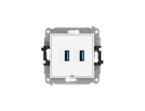 ICON Mechanizm gniazda podwójnego 2xUSB A-A 3.0, bez pola opisowego biały IGUSBBO-6