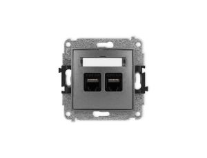 ICON Mechanizm gniazda komputerowego podwójnego 2xRJ45, kat. 6A, 8-stykowy grafitowy 11IGK-8