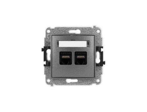 ICON Mechanizm gniazda komputerowego podwójnego 2xRJ45, kat. 6A, 8-stykowy grafitowy 11IGK-8