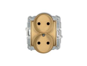 ICON Mechanizm gniazda podwójnego do ramki bez uziemienia 2x2P (przesłony torów prądowych) złoty 29IGPR-2p