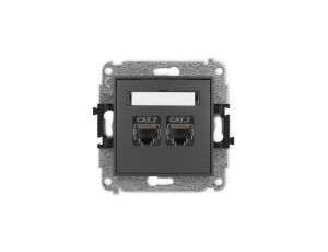 ICON Mechanizm gniazda komputerowego podwójnego 2xRJ45, kat. 7, ekranowane, 8-stykowy grafitowy mat 28IGK-10