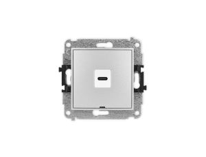 ICON Mechanizm gniazda pojedynczego 1xUSB C-C, bez pola opisowego srebrny metalik 7IGUSBBO-7