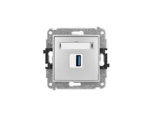 ICON Mechamizm gniazda pojedynczego USB A-A 3.0 srebrny metalik 7IGUSB-5