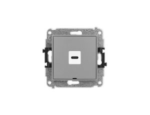 ICON Mechanizm gniazda pojedynczego 1xUSB C-C, bez pola opisowego szary mat 27IGUSBBO-7
