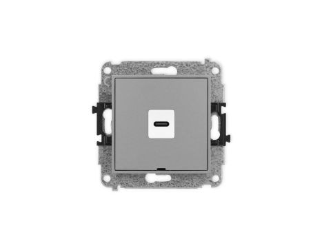ICON Mechanizm gniazda pojedynczego 1xUSB C-C, bez pola opisowego szary mat 27IGUSBBO-7