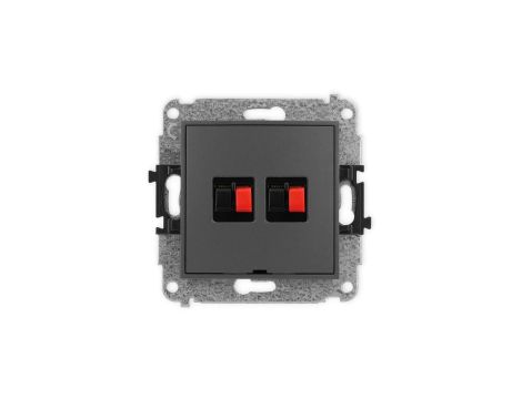 ICON Mechanizm gniazda głośnikowego podwójnego, bez pola opisowego grafitowy mat 28IGGBO-2