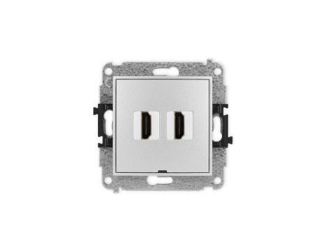 ICON Mechanizm gniazda podwójnego HDMI 2.0, bez pola opisowego srebrny metalik 7IHDMIBO-4
