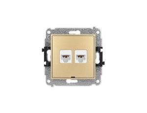 ICON Mechanizm gniazda komputerowego podwójnego 2xRJ45, kat. 6A, 8-stykowy, bez pola opisowego złoty 29IGKBO-8