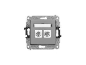 ICON Mechanizm gniazda antenowego podwójnego typu F (SAT) niklowany szary mat 27IGF-2