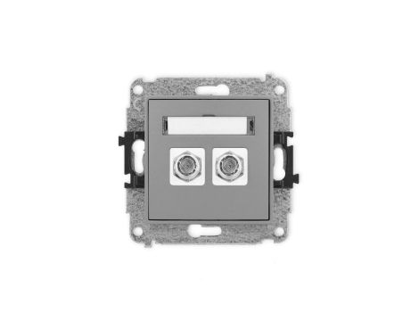 ICON Mechanizm gniazda antenowego podwójnego typu F (SAT) niklowany szary mat 27IGF-2
