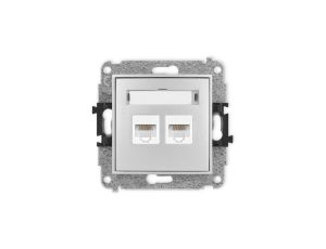 ICON Mechanizm gniazda komputerowego podwójnego 2xRJ45, kat. 5e, 8-stykowy srebrny metalik 7IGK-2