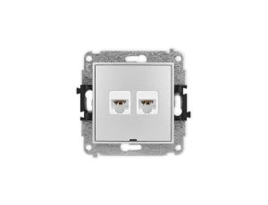ICON Mechanizm gniazda komputerowego podwójnego 2xRJ45, kat. 6A, 8-stykowy, bez pola opisowego srebrny metalik 7IGKBO-8