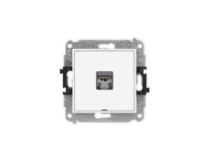 ICON Mechanizm gniazda komputerowego pojedynczego 1xRJ45, kat. 5e, ekranowane, 8-stykowy, bez pola opisowego biały IGKBO-1e