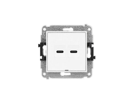 ICON Mechanizm gniazda podwójnego 2xUSB C-C, bez pola opisowego biały mat 25IGUSBBO-8