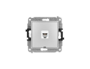 ICON Mechanizm gniazda telefonicznego pojedynczego 1xRJ11 4-stykowy, beznarzędziowe, bez pola opisowego srebrny metalik 7IGTBO-1
