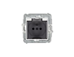 ICON Mechanizm gniazda bryzgoszczelnego z uziemieniem 2P+Z (klapka dymna, przesłony torów prądowych) biały IGPB-1zdp