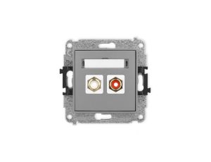 ICON Mechanizm gniazda podwójnego RCA (typu cinch - biały i czerwony, pozłacany) szary mat 27IGRCA-2