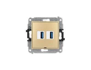ICON Mechanizm gniazda podwójnego 2xUSB A-A 3.0, bez pola opisowego złoty 29IGUSBBO-6