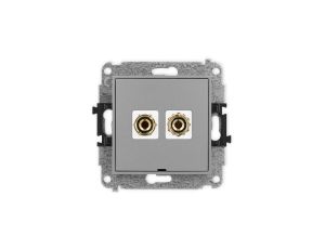 ICON Mechanizm gniazda głośnikowego poj., bez opisu (banan czerwony i czarny, pozłacany, 4 mm2 do lutowania) szary mat 27IGGBO-3