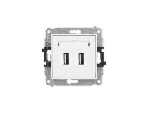 ICON Mechanizm gniazda podwójnego 2xUSB A-A 2.0 biały IGUSB-2