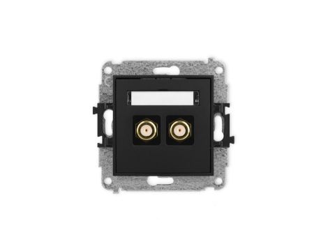 ICON Mechanizm gniazda antenowego podwójnego typu F (SAT) pozłacany czarny mat 12IGF-2.1