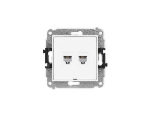 ICON Mechanizm gniazda telefonicznego podwójnego 2xRJ11, 4-stykowy, beznarzędziowe, bez pola opisowego biały mat 25IGTBO-2