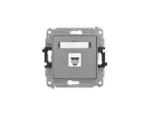 ICON Mechanizm gniazda telefonicznego pojedynczego 1xRJ11, 4-stykowy, beznarzędziowe szary mat 27IGT-1