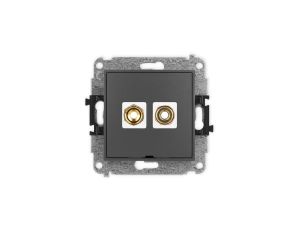 ICON Mechanizm gniazda głośnikowego poj. bez opisu (banan czerwony i czarny, pozłacany, 4 mm2 skręcany) grafitowy mat 28IGGBO-4