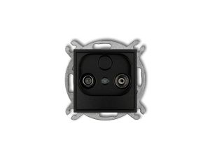 ICON Mechanizm gniazda abonenckiego RTV przelotowego 15dB czarny mat 12IG15P