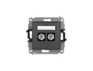 ICON Mechanizm gniazda antenowego podwójnego typu F (SAT) niklowany grafitowy mat 28IGF-2