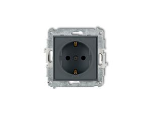 ICON Mechanizm gniazda pojedynczego z uziemieniem SCHUKO 2P+Z (przesłony torów prądowych) grafitowy mat 28IGP-1sp