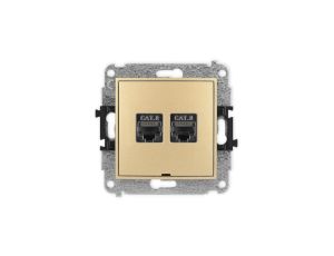 ICON Mechanizm gniazda komputerowego podwójnego 2xRJ45, kat. 8, ekranowane, 8-stykowy, bez pola opisowego złoty 29IGKBO-12