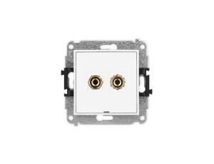 ICON Mechanizm gniazda głośnikowego poj., bez opisu (banan czerwony i czarny, pozłacany, 4 mm2 do lutowania) biały mat 25IGGBO-3