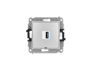 ICON Mechamizm gniazda pojedynczego USB A-A 3.0, bez pola opisowego srebrny metalik 7IGUSBBO-5
