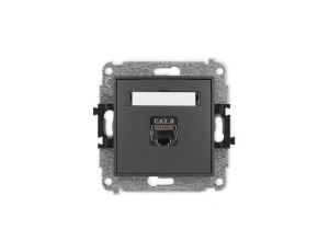 ICON Mechanizm gniazda komputerowego pojedynczego 1xRJ45, kat. 8, ekranowane, 8-stykowy grafitowy mat 28IGK-11