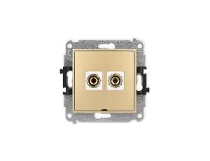 ICON Mechanizm gniazda głośnikowego poj., bez opisu (banan - czerwony i czarny, pozłacany, 4 mm2, do lutowania) złoty 29IGGBO-3