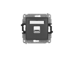 ICON Mechanizm ładowarki USB pojedynczej, 5V, 2A grafitowy mat 28ICUSB-3