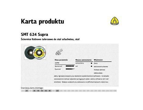 KLINGSPOR ŚCIERNICA LISTKOWA STAL SZLACHETNA WYPUKŁA 125mm P 60 SMT624 SUPRA WYPUKŁA 10 + 2szt.