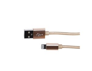 Kabel ze złączem Lightning do smartphonów IPHONE, maks. prąd 2A, wzmocniony oplotem, długość 1m, złoty Extralink