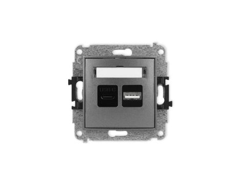 MINI Mechanizm ładowarki USB podwójnej USB C + USB A, 20W max., grafitowy 11MCUSB-8