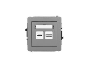 DECO Mechanizm ładowarki USB podwójnej USB C + USB A, 20W max., szary mat 27DCUSB-8