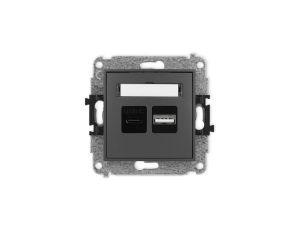 MINI Mechanizm ładowarki USB podwójnej USB C + USB A, 20W max., grafitowy mat 28MCUSB-8