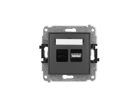 MINI Mechanizm ładowarki USB podwójnej USB C + USB A, 20W max., grafitowy mat 28MCUSB-8
