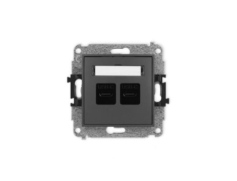 MINI Mechanizm ładowarki USB podwójnej 2xUSB C, 20W max., grafitowy mat 28MCUSB-7