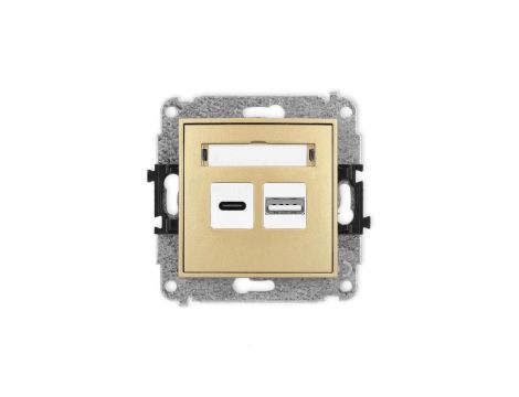 MINI Mechanizm ładowarki USB podwójnej USB C + USB A, 20W max., złoty 29MCUSB-8