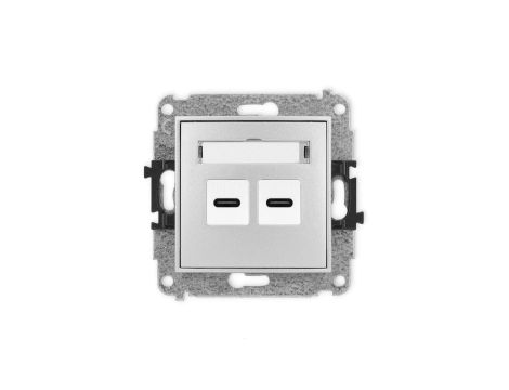 MINI Mechanizm ładowarki USB podwójnej 2xUSB C, 20W max., srebrny metalik 7MCUSB-7
