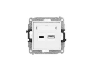 MINI Mechanizm ładowarki USB podwójnej USB C + USB A, 20W max., biały MCUSB-8