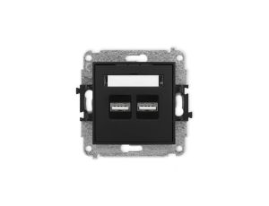 ICON Mechanizm ładowarki USB podwójnej, 5V, 3.1A czarny mat 12ICUSB-6