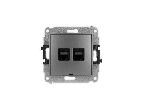 ICON Mechanizm gniazda komputerowego podwójnego 2xRJ45, kat. 6A, 8-stykowy, bez pola opisowego grafitowy 11IGKBO-8