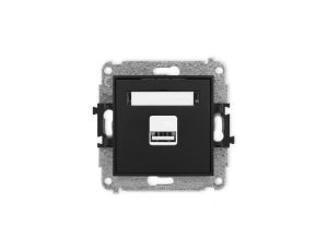 ICON Mechanizm ładowarki USB pojedynczej, 5V, 2A czarny mat 12ICUSB-3